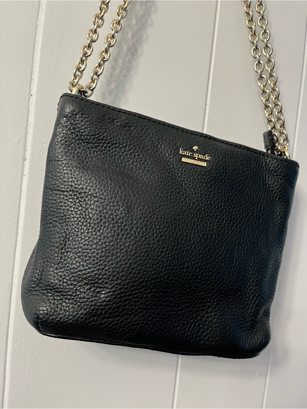 Kate Spade Jackson Street Ellery Convertible Bag Pebbled Black Leather Chain - Picture 2 of 16